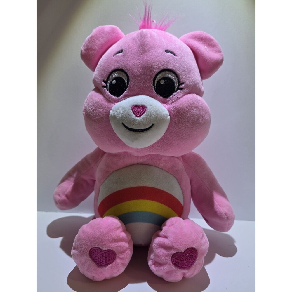 Care Bears Cheer Bear Plush 2024 Basic Fun Edition 14” Pink Rainbow Belly